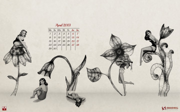 Картинка календари рисованные векторная графика девушки цветы