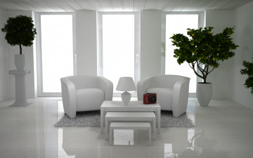 Картинка 3д+графика realism+ реализм комната вилла стиль дизайн дом гостиная стол стулья