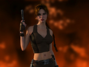 Картинка 3д+графика фантазия+ fantasy девушка взгляд фон оружие