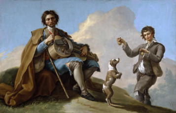 Картинка рисованное живопись рамон байеу и субиас собака люди жанровая картина слепой музыкант