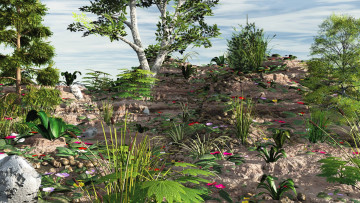 Картинка 3д+графика природа+ nature цветы деревья