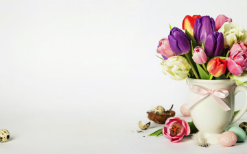 Картинка праздничные пасха цветы праздник весна ваза композиция
