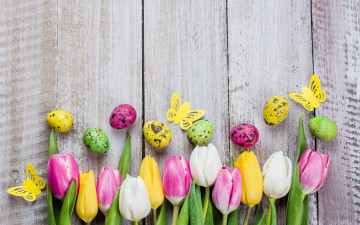 Картинка праздничные пасха цветы яйца colorful тюльпаны happy pink flowers tulips easter eggs