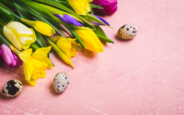 Картинка праздничные пасха цветы яйца colorful тюльпаны happy flowers tulips easter eggs