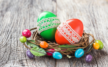 обоя праздничные, пасха, яйца, colorful, happy, wood, easter, eggs, decoration