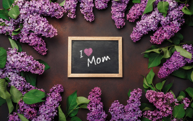 Обои картинки фото праздничные, день матери, цветы, love, wood, flowers, сирень, romantic, letter, spring, purple, lilac, mother's, day