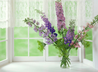 Картинка цветы букеты +композиции букет стакан окно