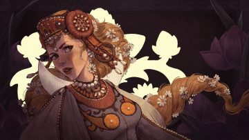 Картинка фэнтези девушки царевна месяц коса