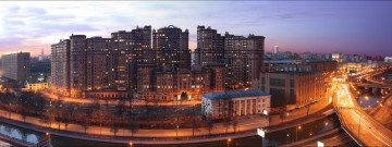 Картинка города москва+ россия панoрама москва дома дороги вечер