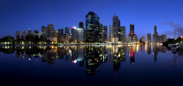 обоя города, огни, ночного, hdr, brisbane, australia