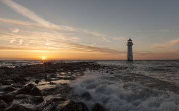 Картинка new brighton природа маяки камни закат озеро