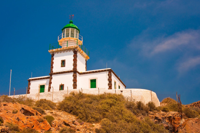 Обои картинки фото akrotiri, lighthouse, santorini, greece, природа, маяки, greec, акротири, греция, санторини