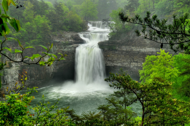 Обои картинки фото desoto, falls, alabama, природа, водопады, поток, лес, скалы, ветки, деревья