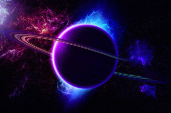 Картинка космос арт кольца планета туманность вселенная цвет свет