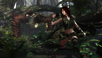 Картинка 3д+графика fantasy+ фантазия дракон лес девушка