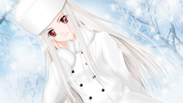 Картинка аниме fate zero девушка шляпа волосы зима einzbern irisviel