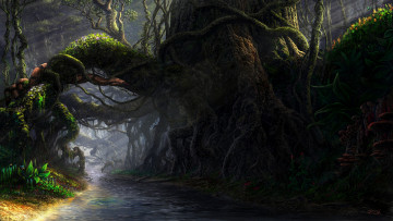 Картинка фэнтези пейзажи лес природа пейзаж ручей