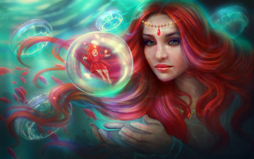 обоя фэнтези, магия, медуза, пузырь