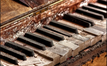 обоя музыка, музыкальные инструменты, клавиши, мусор, ретро, разруха, пианино, рояль