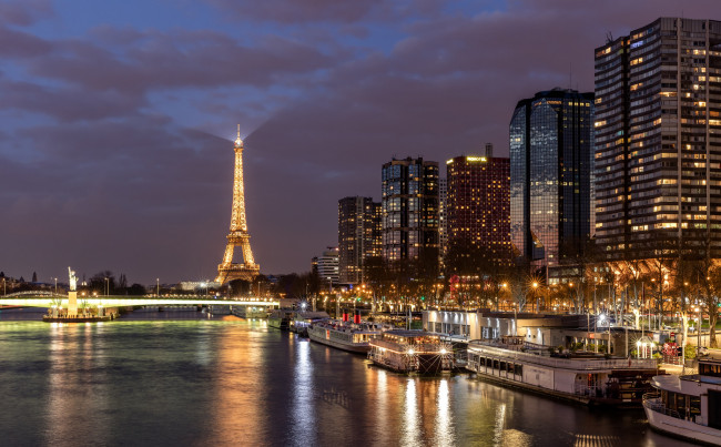 Обои картинки фото paris, города, париж , франция, панорама, ночь