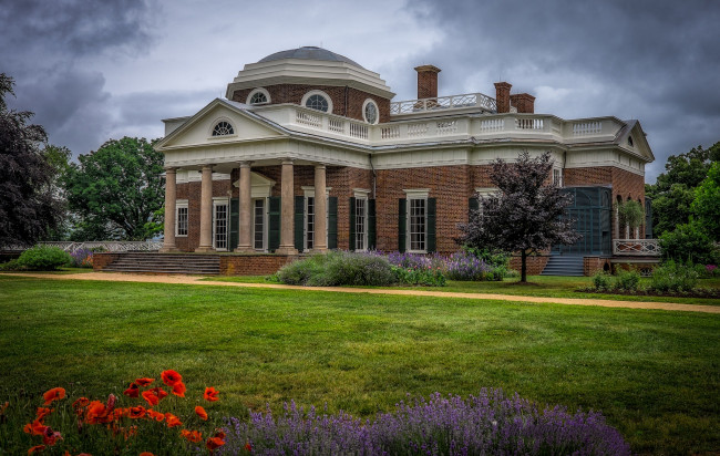 Обои картинки фото jefferson`s monticello, города, - здания,  дома, особняк, парк