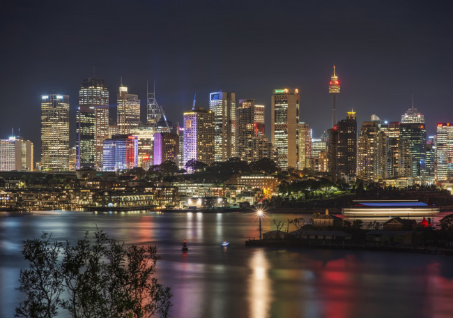 Обои картинки фото sydney lights, города, сидней , австралия, огни, ночь