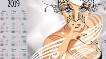 Картинка календари рисованные +векторная+графика узор девушка