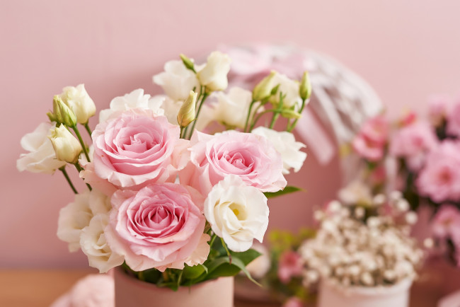 Обои картинки фото цветы, разные вместе, розы, букет