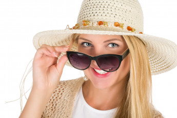 Картинка девушки -+блондинки +светловолосые блондинка улыбка очки шляпа