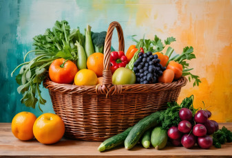 обоя 3д графика, еда-, food, фрукты, овощи