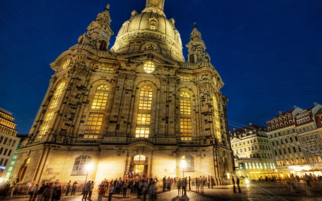 Обои картинки фото night, out, in, germany, города, дрезден, германия