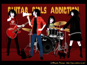 обоя аниме, guitar, girls, addiction