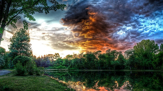 Обои картинки фото природа, реки, озера, озеро, облака