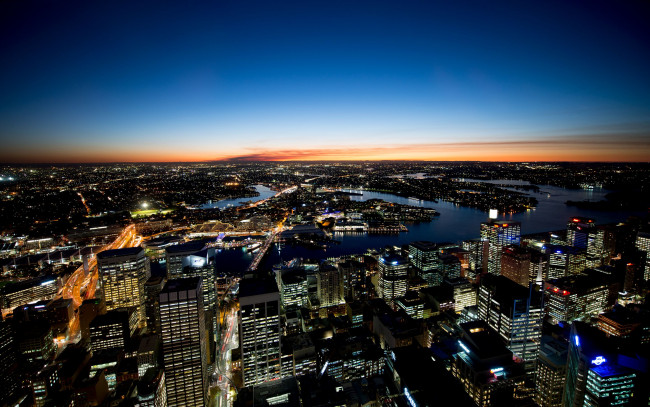 Обои картинки фото sydney, australia, города, сидней, австралия, ночной, город, панорама