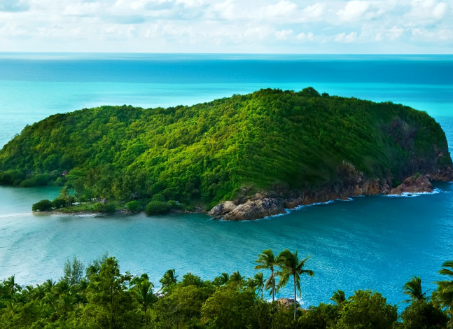Обои картинки фото природа, тропики, океан, побережье, пальмы, остров