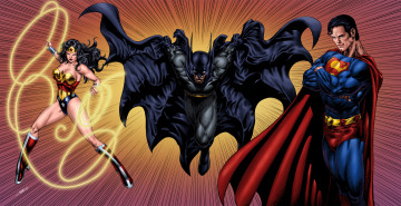 Картинка рисованное комиксы batman wonder woman