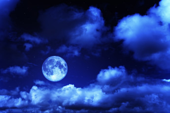 обоя космос, луна, звезды, небо, ночь, облака