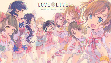 Картинка аниме love+live +school+idol+project девушки взгляд фон