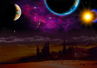 Картинка 3д+графика атмосфера настроение+ atmosphere+ +mood+ пейзаж планета вид