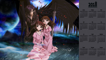 Картинка календари аниме девушка взгляд крылья оружие