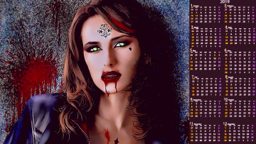 Картинка календари фэнтези взгляд кровь вампир девушка