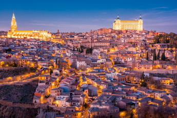 Картинка города толедо+ испания панорама дома здания огни