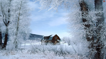 Картинка города -+здания +дома деревья снег зима дом