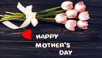 Картинка праздничные день+матери тюльпаны букет надпись