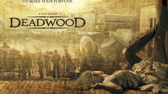 Обои картинки фото кино фильмы, deadwood, женщина, помост, люди