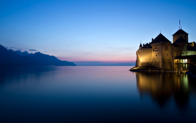 Обои картинки фото montreux, switzerland, города, шильонский, замок, швейцария, озеро