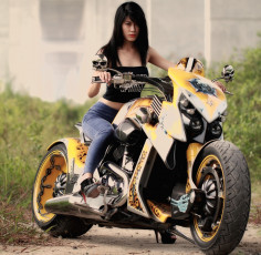 Картинка мотоциклы мото девушкой harley davison