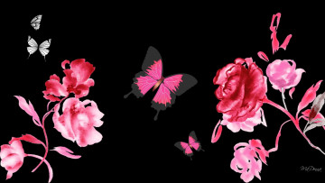 Картинка векторная+графика цветы бабочка