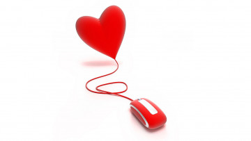 обоя векторная графика, сердечки, мышка, сердце, красное