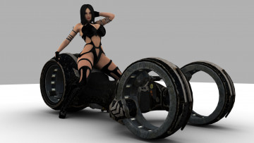 Картинка 3д+графика фантазия+ fantasy мотоцикл фон взгляд девушка